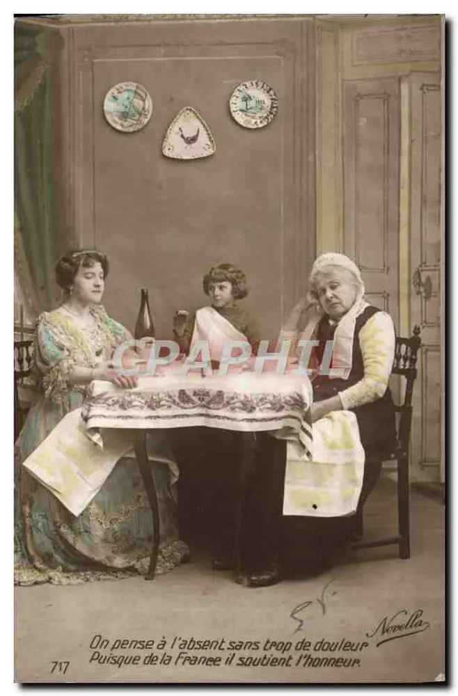 Drei Frauen am Tisch — gedruckter Text — Verlag Novella, Nr. 717 - Vorderseite