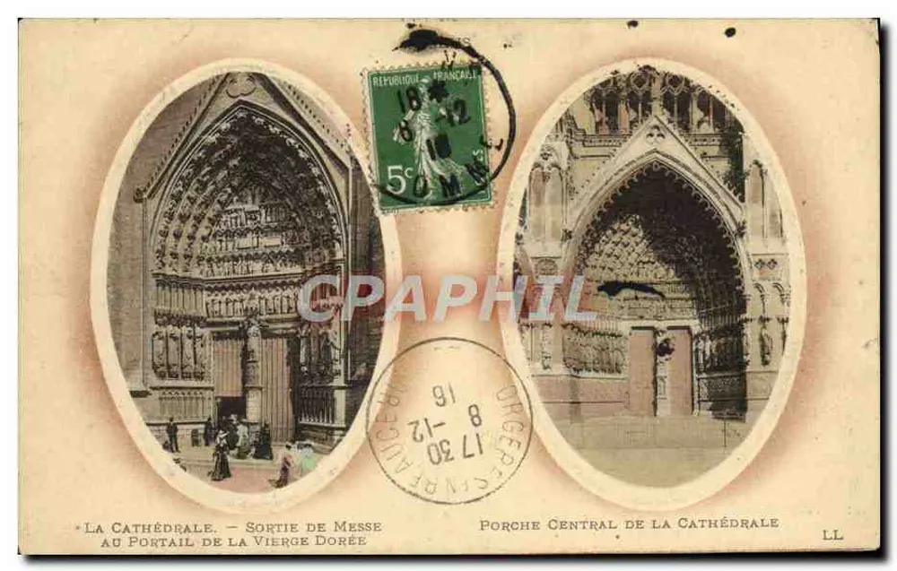 Die Kathedrale — Ausgang der Messe am Portal der Goldenen Jungfrau — Zentraler Portal der Kathedrale — LL - Vorderseite