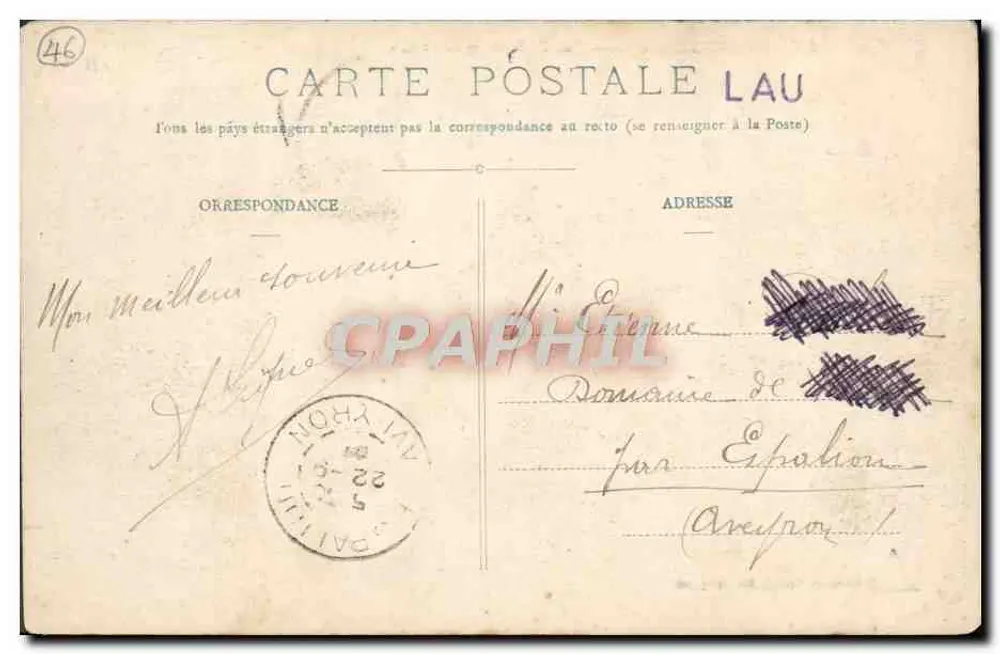 Rocamadour — Vista de la carretera de Couzou — Librería Raudel, St-Céré (Lot) - Reverso