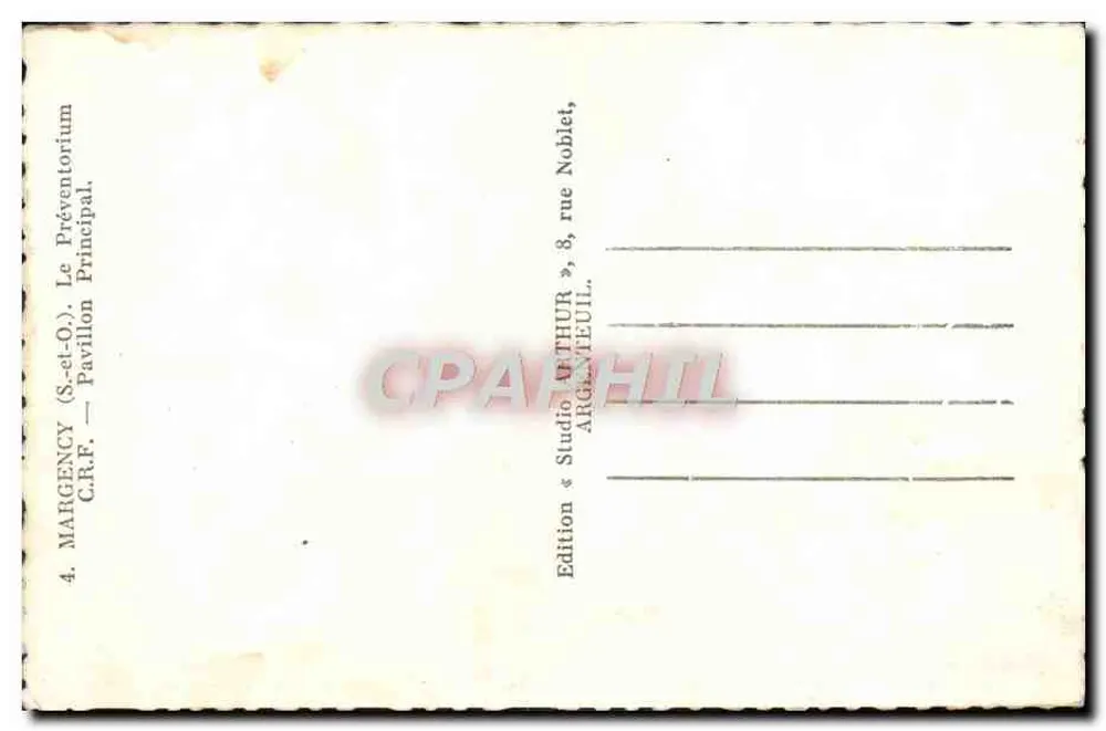 Margency (S.-et-O.) — O Pavilhão Principal — Edição & Estúdio Arthur Noblet, Argenteuil - Verso