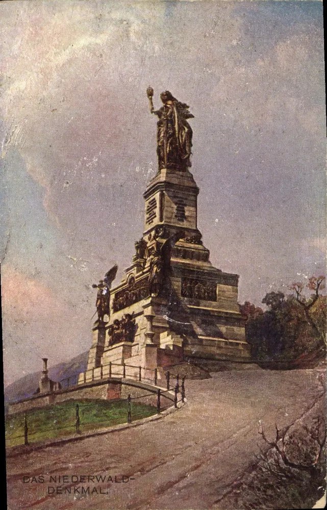 Niederwald-Denkmal — monument national surmonté d'une statue de Germania — éditeur DAS NIEDERWALD-DENKMAL - Frente