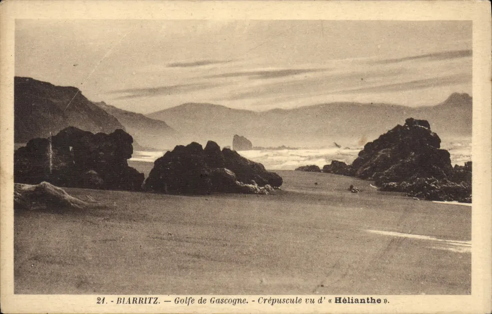 Biarritz - Golfe de Gascogne - Crepúsculo visto da « Hélianthe » - Frente