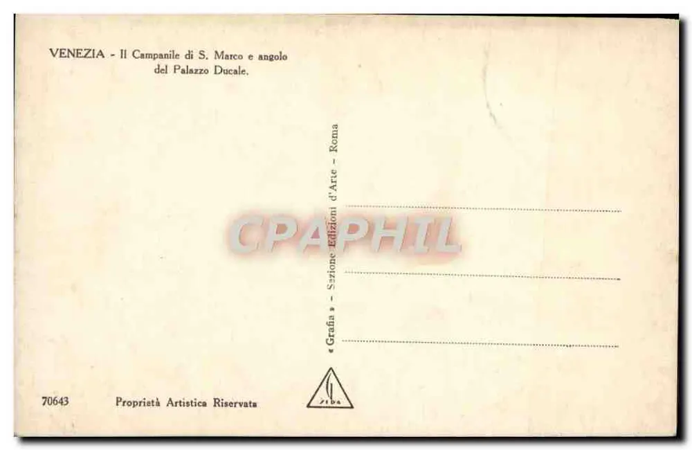 Venedig - Glockenturm von San Marco und Ecke des Dogenpalastes — Éditions d'Art de Rome - Rückseite