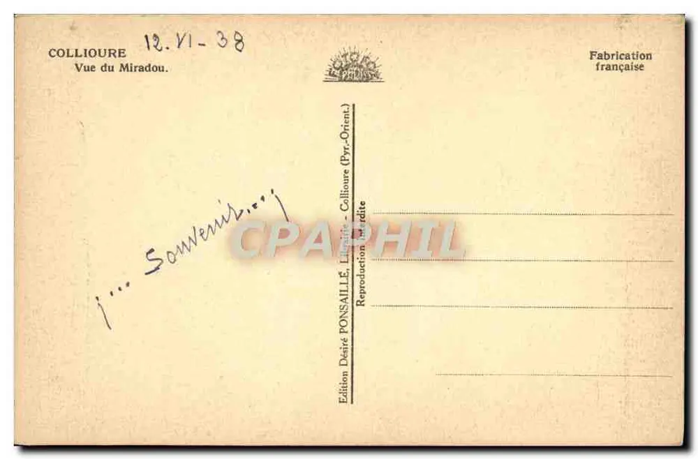 कोलियूर — मिराडू के दृश्य — एडिशन डेसिरे पॉन्सेल - पीछे