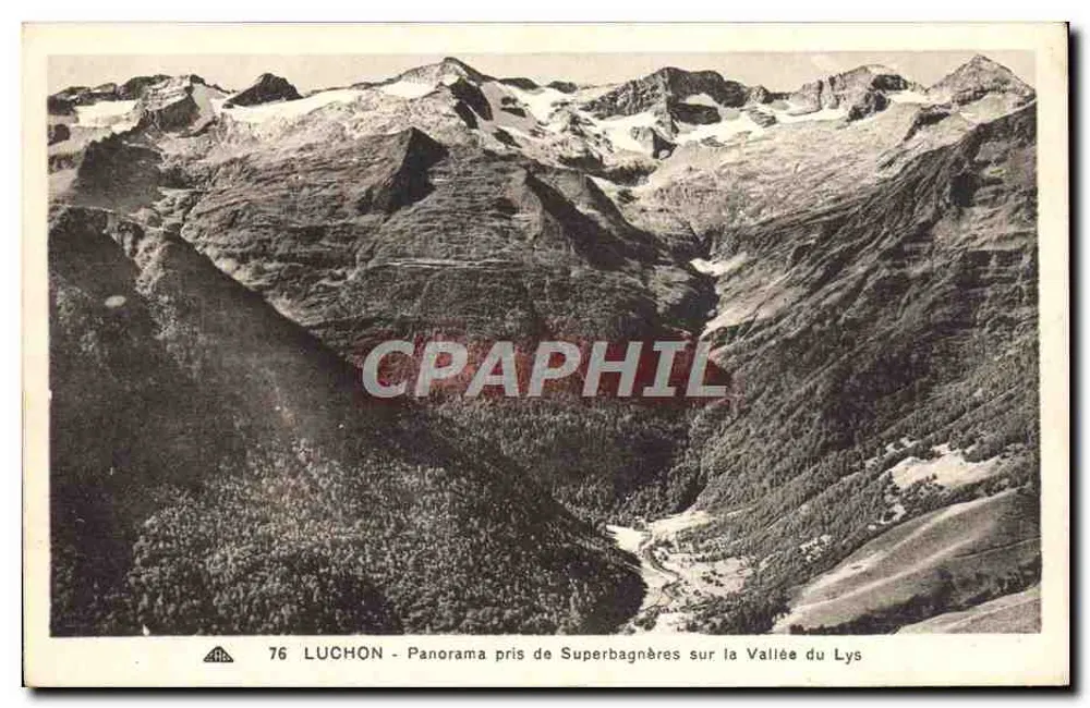 Luchon - Panorama vom Superbagnères über das Tal des Lys — Verlag Aliaiscienne des Arts Photomécaniques, Straßburg - Vorderseite
