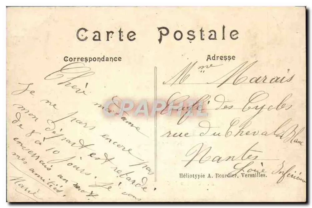 Castelo de CHANTILLY — Facha Norte — Héliotypie A. Bourdier, Versailles - Verso
