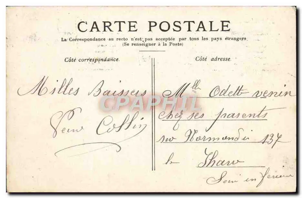 PARIS. — O Grande Palácio. — Editor não visível, número de série não legível - Verso
