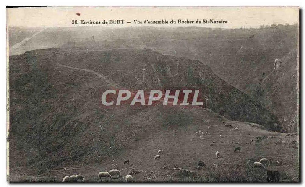 Environ de BORT — Vue d'ensemble du Rocher de St-Nazaire — Imprimerie Illustrée - Recto
