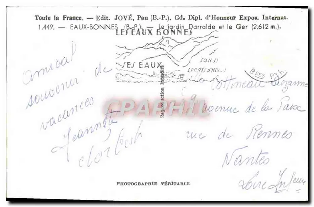 Les Eaux-Bonnes — Jardim Darralde e o Ger — Editor JOVÉ - Verso