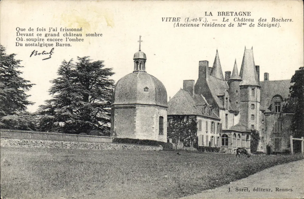 VITRE (I.-et-V.) — Schloss der Felsen. (Ehemalige Residenz der Madame de Sévigné). — J. Sorel, Verlag, Rennes - Vorderseite
