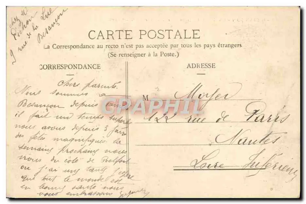 Besançon - Die Zitadelle vom Turm von St-Pierre — Verlag unbekannt, Nr. 93 - Rückseite