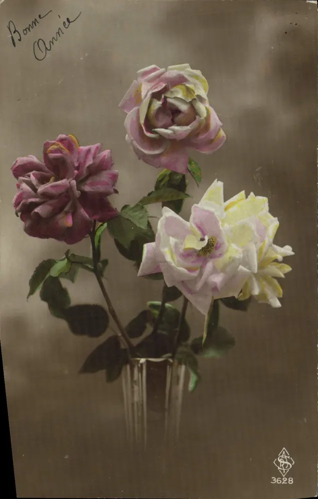 Rosas — arranjo em vaso — Série 3628, editor S - Frente