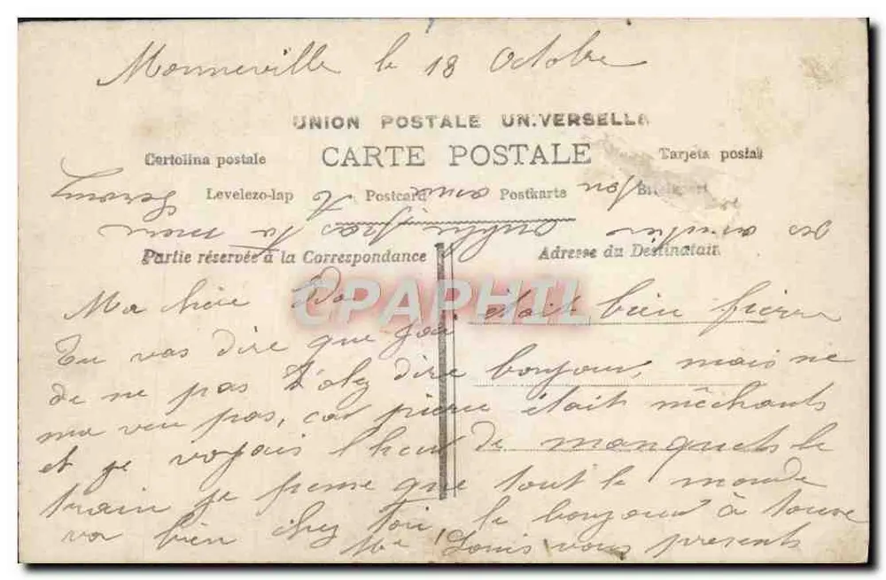 Ein Kunde am Bar des 'Vins des Mineurs' — Café-Szene — Verlag Union Postale Universelle, n° 20 - Rückseite