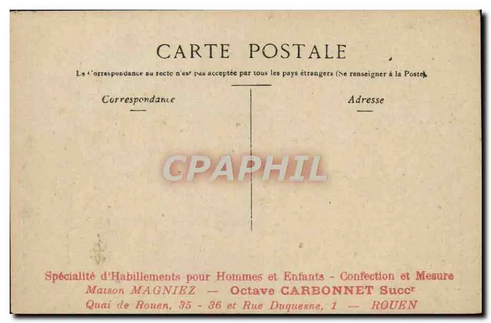 Frau vor einer großen Uhr — M.J.S. — Maison MAGNIEZ - Octave CARBONNET Succr, Rouen - Rückseite