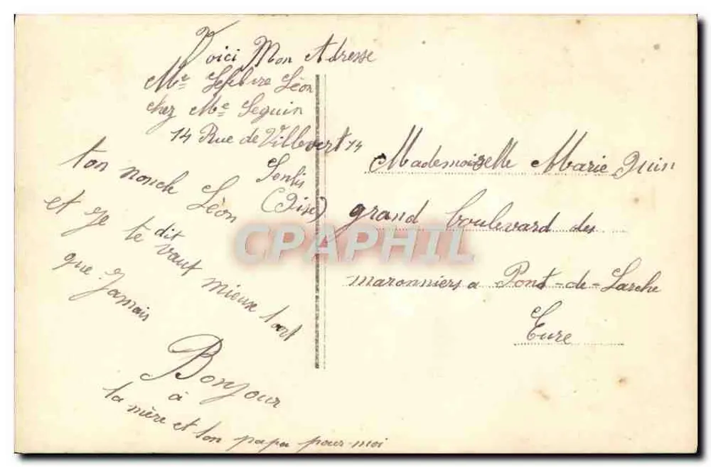 Mann mit Rosenstrauß — Sainte-Marie, 15. August — unbekannter Verleger, Nr. 2128 - Rückseite