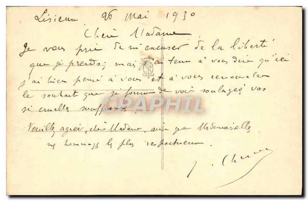 Heilige Thérèse vom Kindlein Jesus — ihr Kreuz mit Rosen bedeckt — Verlag Olbey, Nr. 701 - Rückseite