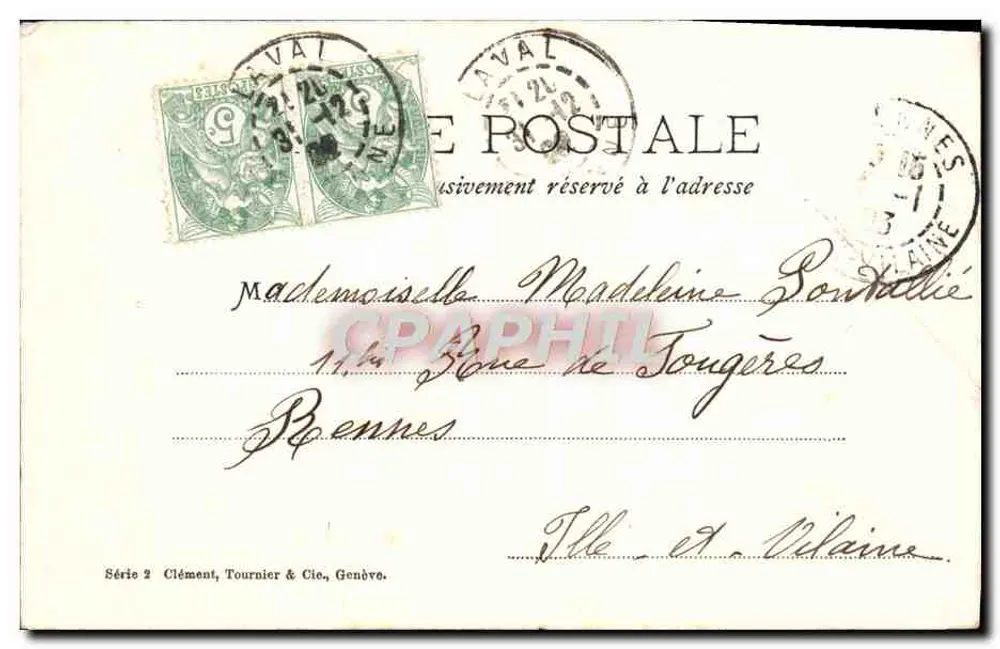 Deux jeunes filles — studio photographique — éditeur Clément, Tournier & Cie, Genève - Rückseite