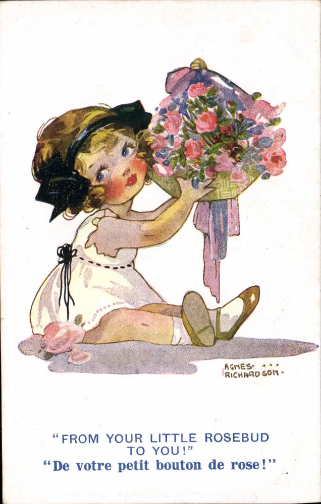 Kleine Mädchen mit Rosenstrauß — Agnes Richardson — Künstlerische Serie, Nr. 2266 - Vorderseite