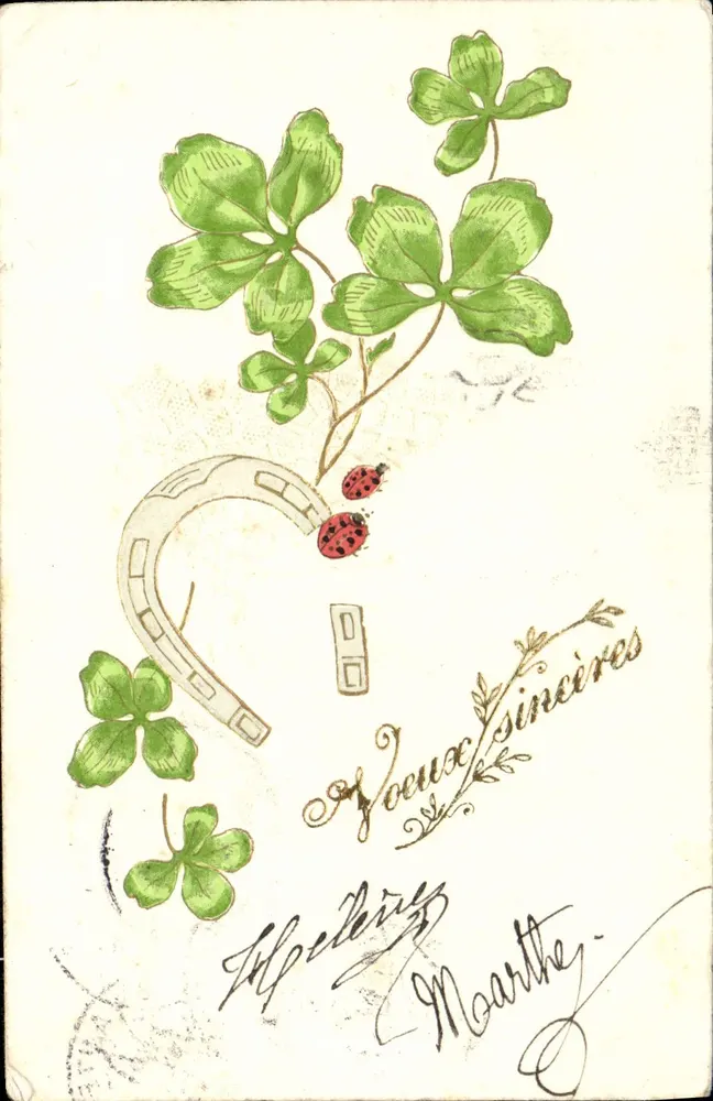 Fleurs de trèfle et éperon — dessin coloré — éditeur non visible - Frente