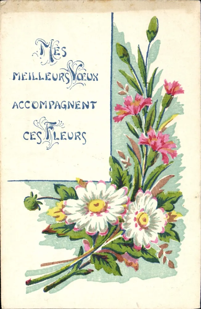 Flores — Boas-vindas — Carta postal de 1917 - Frente