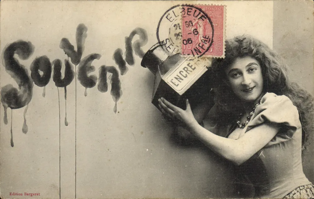 Frau mit Tintenfass — Souvenir — Edition Bergeret - Vorderseite