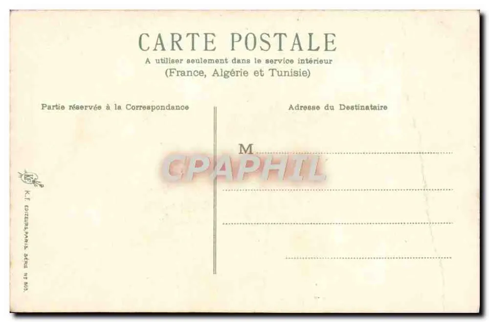 Aves — Série de andorinhas e passarinhos — K.F. COTUREA, PARIS - Verso