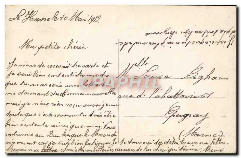 Paar im Innenraum — romantische Szene — A-N Paris, n° 1174 - Rückseite