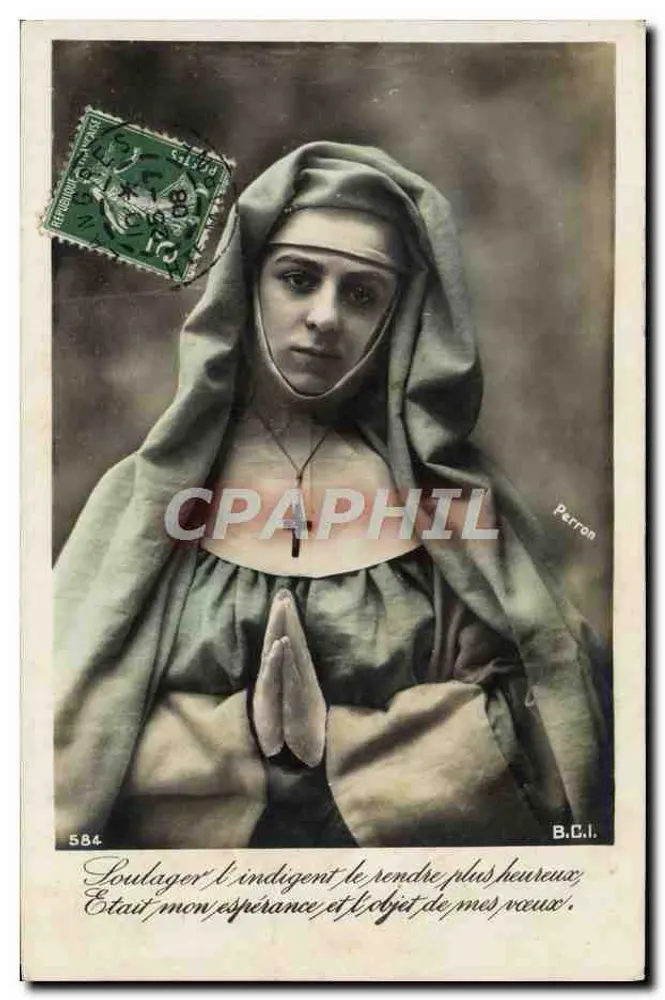 Religiöse Schwester in Gebet — Perron, n° 584 - Vorderseite
