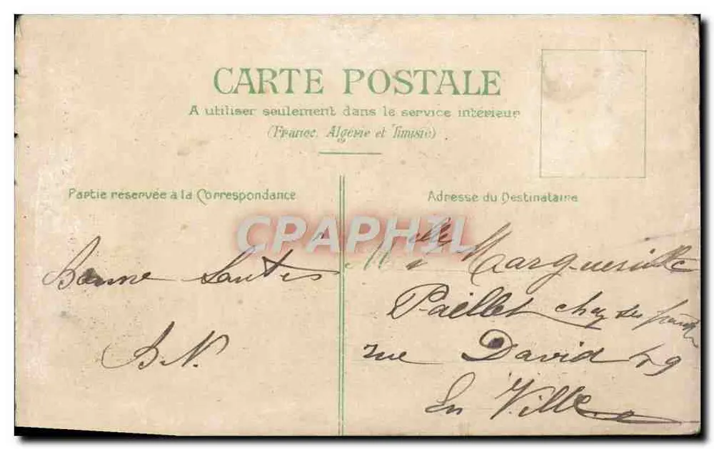 Bouquet de crisântemos — editor não visível — datada por volta de 1908 - Verso
