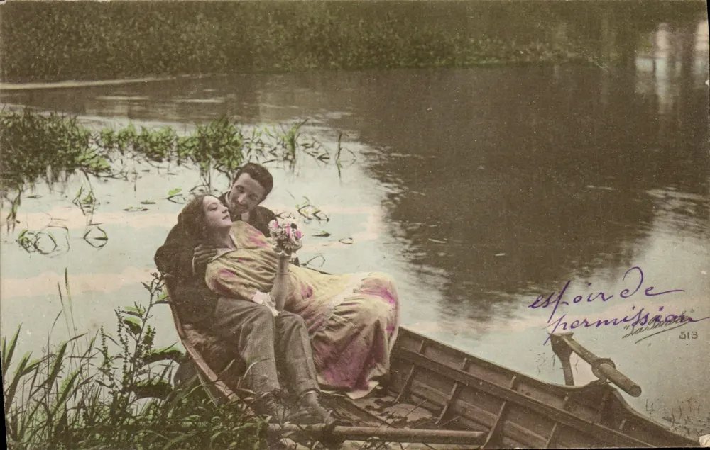 Liebe auf einem See — Paar in einem Boot — Verlag 'Espoir de Permission' n°513 - Vorderseite
