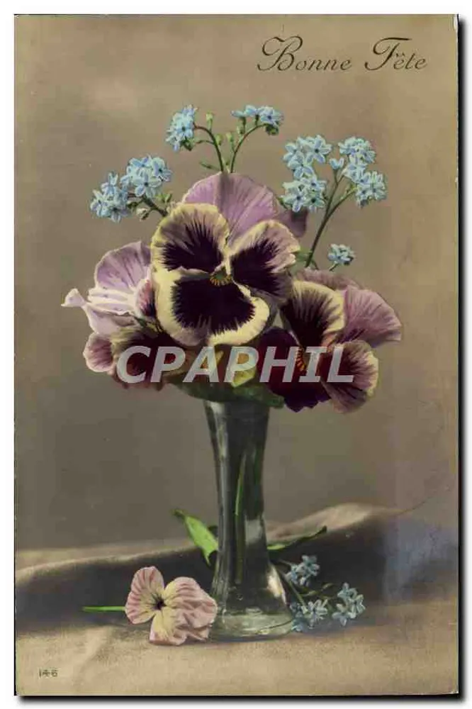 Bouquet van margrieten en amandelbloemen — Gelukkige verjaardag — onbekende uitgever, n° 146-6 - Voorkant