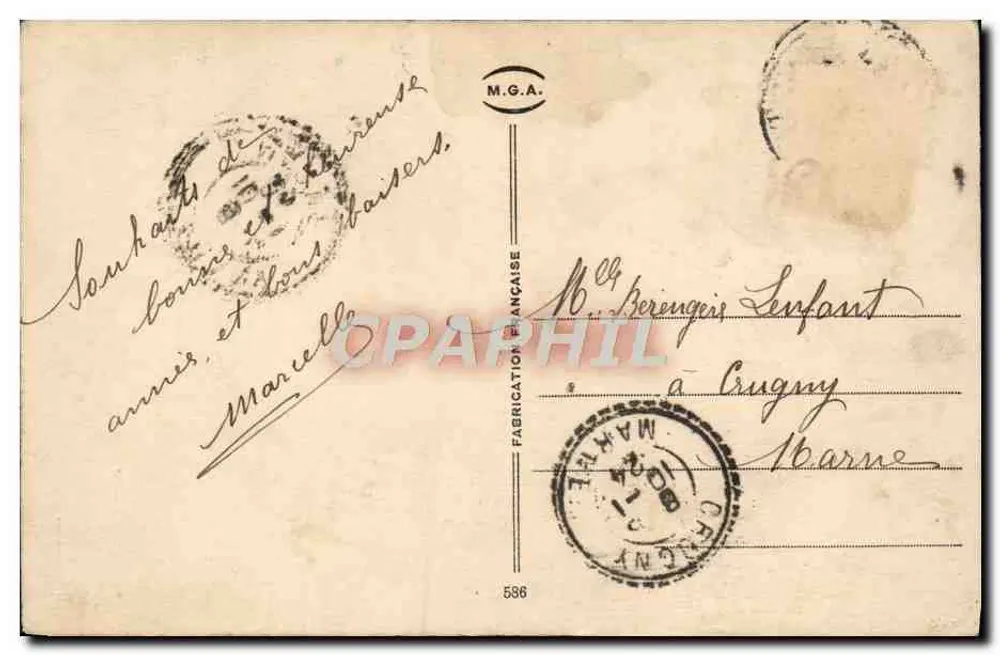 Caballete y flores — Buen Año — Fabricación Francesa n°586 - Reverso