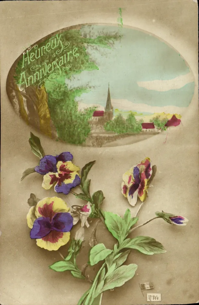 Paysage avec église — vue de village — éditeur A&C, n° 1744 - Frente