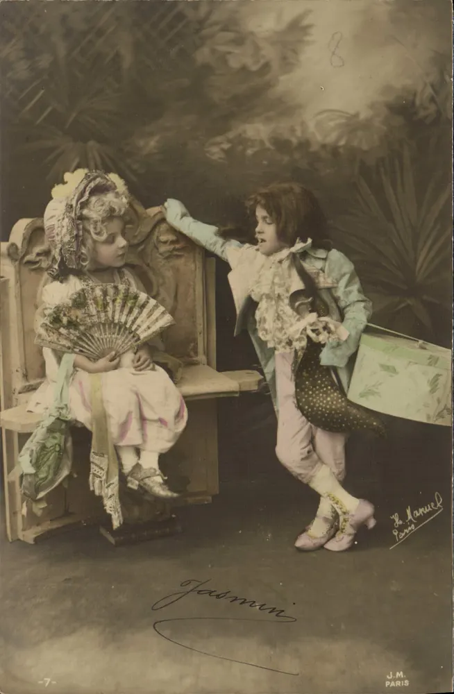 Zwei Kinder in einer Szene — J.M. Manuel, Paris — n°7 - Vorderseite