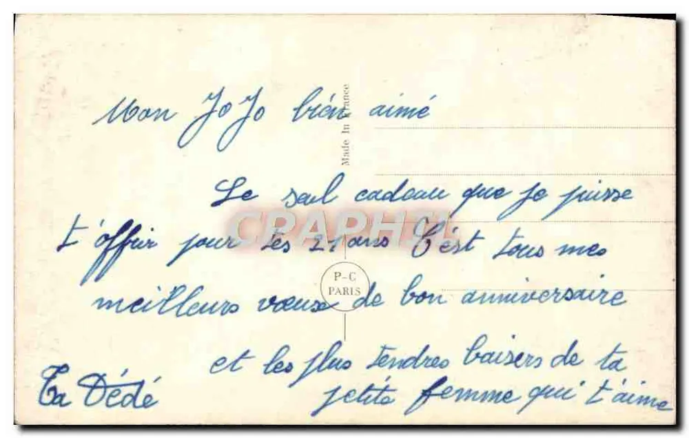 Junge Frau — Portrait — P-C PARIS - Rückseite