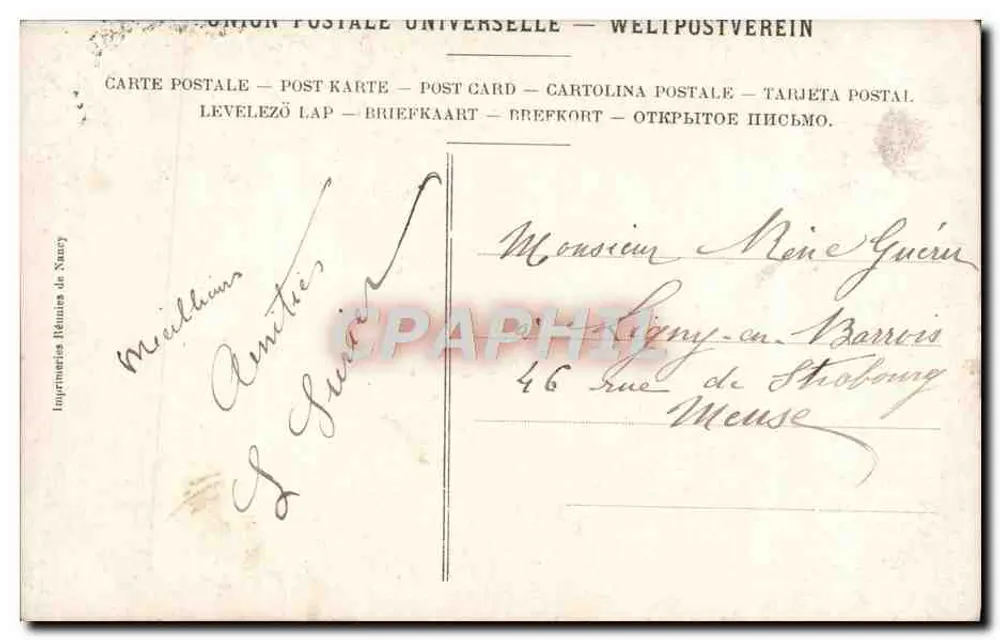 Frau in prächtigem Kleid mit Trauben — DESCLOS. — Imprimeries Réunies de Nancy, n° 1545 - Rückseite