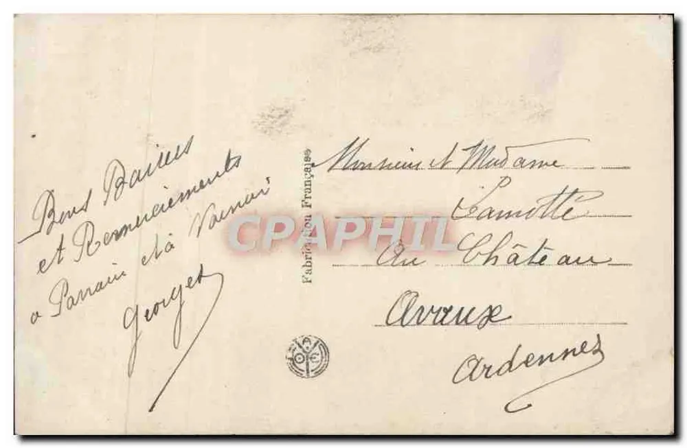 Frau mit breitrandigem Hut — Rosen — Verlag Französisch Herstellung - Rückseite