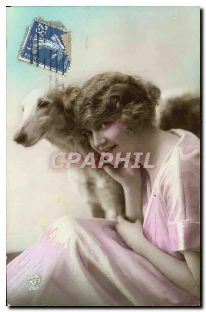 Junge Frau mit Hund — Verlag: Französisch gefertigt, Nr. 3158 - Vorderseite