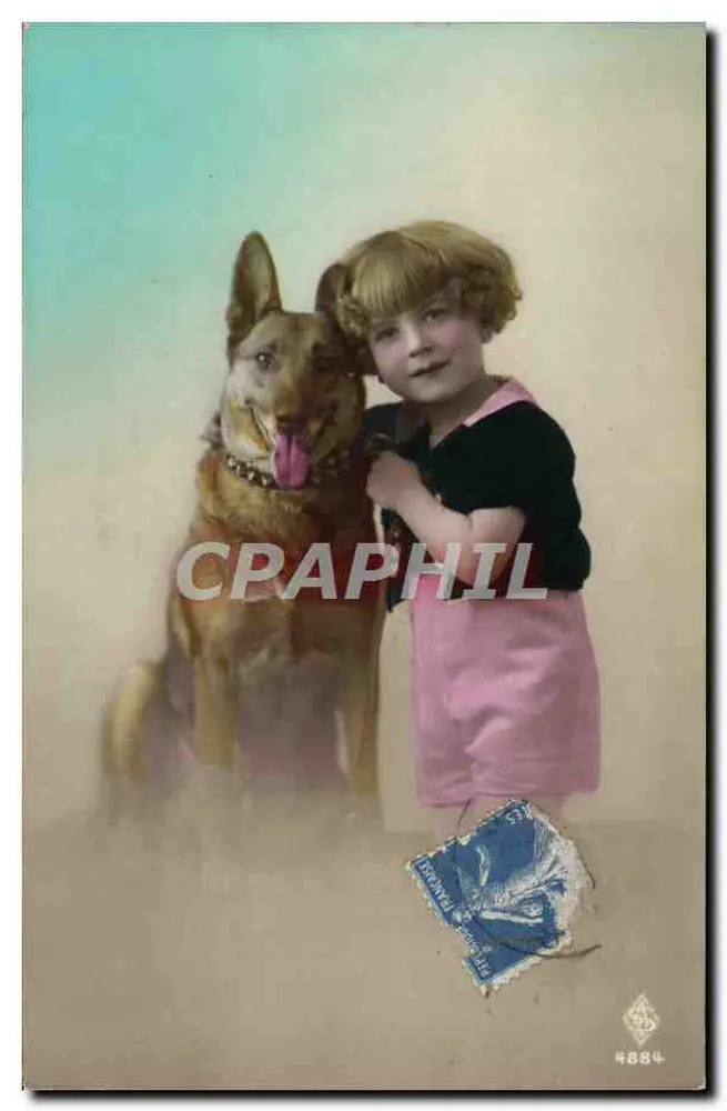 Mädchen und Hund — Studio — anonymer Verleger Nr. 4884 - Vorderseite