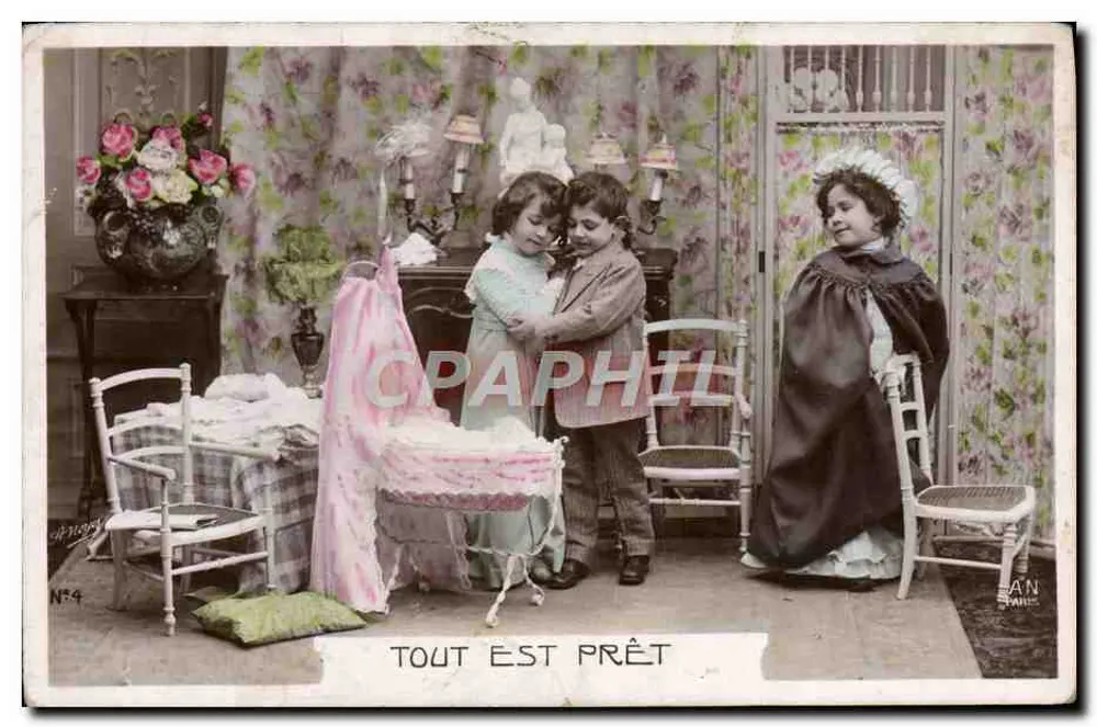 Thema: Kind und Kindermädchen — GeburtsSzene — A.N. Paris, Serie N°54 - Vorderseite