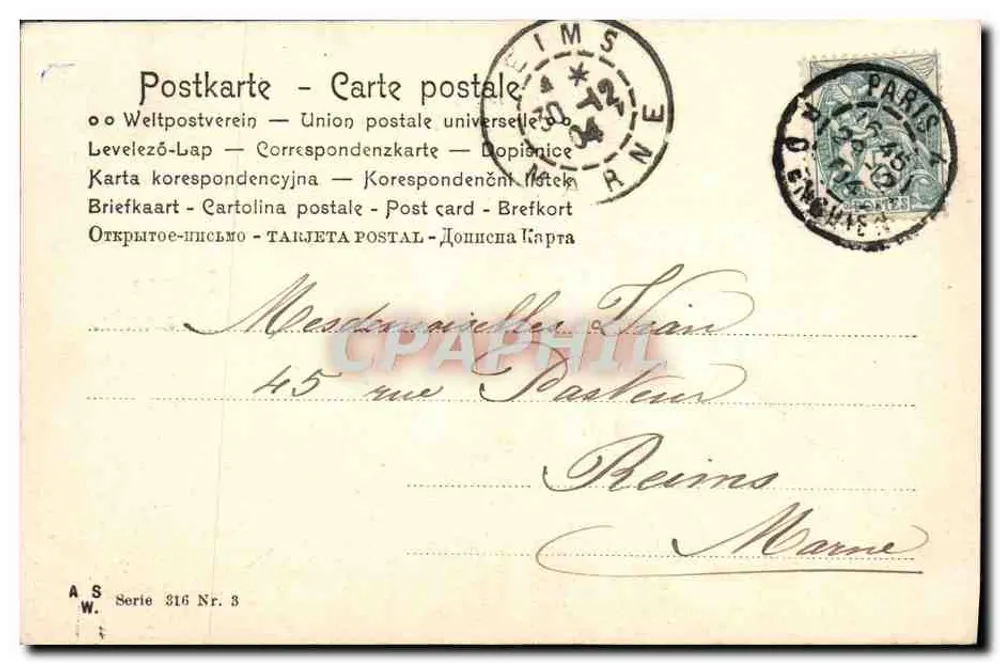 Mistral — Decoração de gui e bolas vermelhas — A.S.W. Série 316 Nr. 3 - Verso