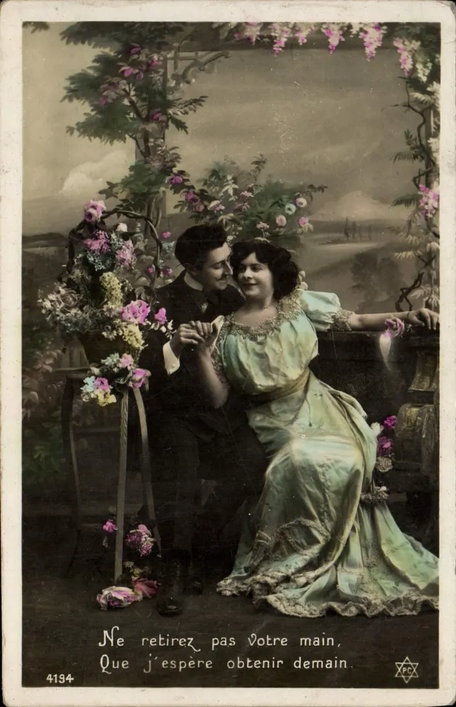 Liebendes Paar — romantische Szene — Verlag PCX, Nr. 4194 - Vorderseite