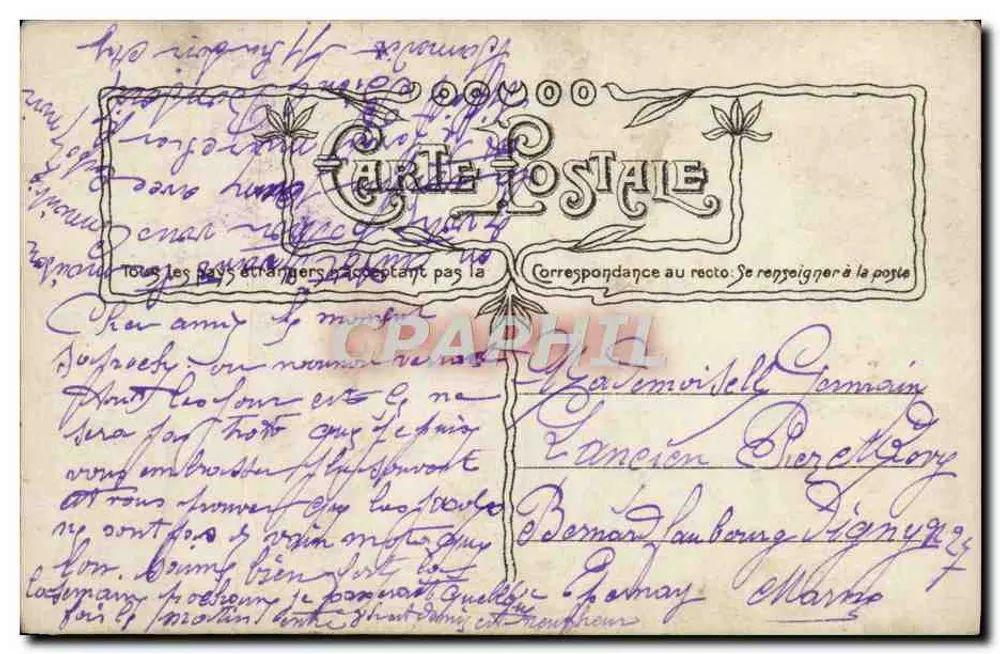 Paar in historischem Kleid — intime Szene — Verlag COUSIN-ART, Nr. 3633 - Rückseite
