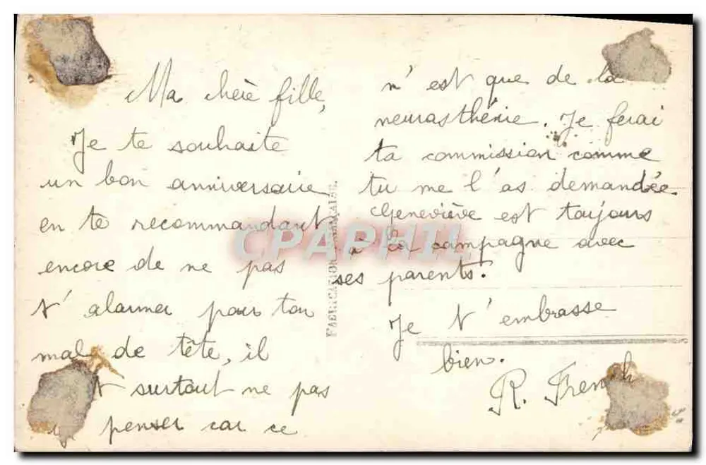 Aniversário — decoração de flores rosas e paisagem fluvial — editor M, n° 572 - Verso