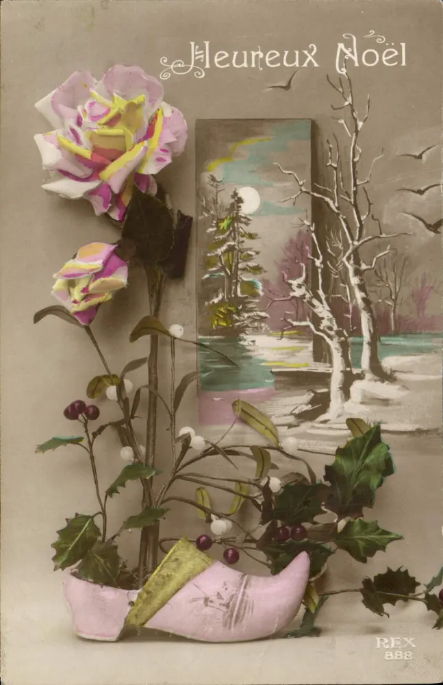 Flores y paisaje invernal — Feliz Navidad — REX 888 - Anverso
