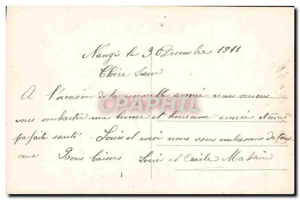 Junge Frau mit einem Buchsbaum — Frohe Weihnachten — A.N. Paris, n°1263 - Rückseite