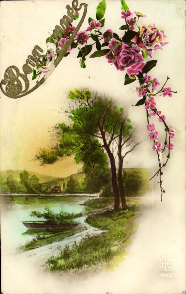 Paisagem fluvial com rosas — editor RK, n° 483 - Frente