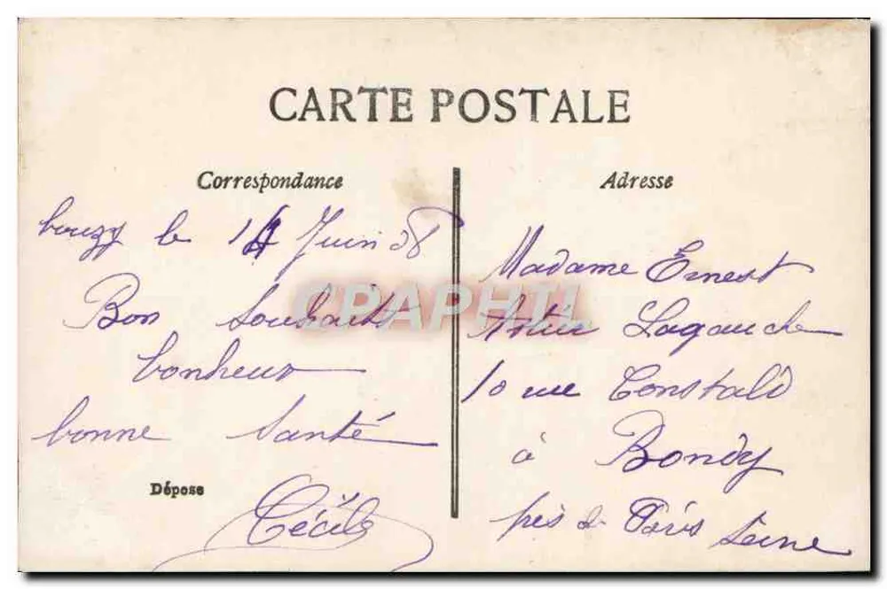 Lächelnde Frau mit Rosenstrauß — Frohe Geburtstagskarte — Verlag A. Lefebvre, Nr. 4144 - Rückseite
