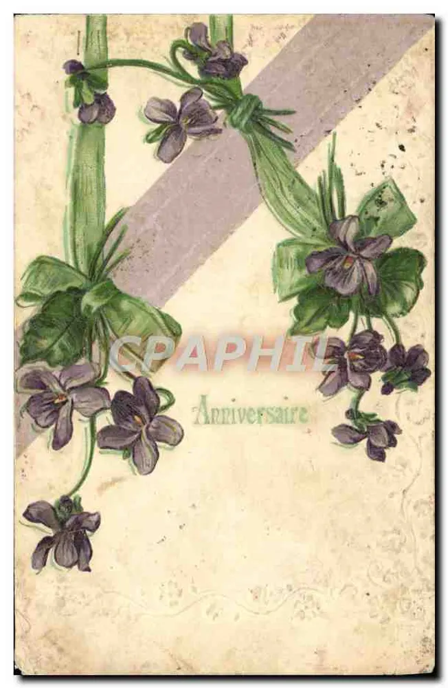 Violets — décor floral avec ruban — éditeur anonyme - Frente