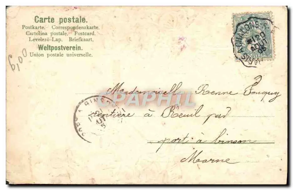 Violets — décor floral avec ruban — éditeur anonyme - Verso